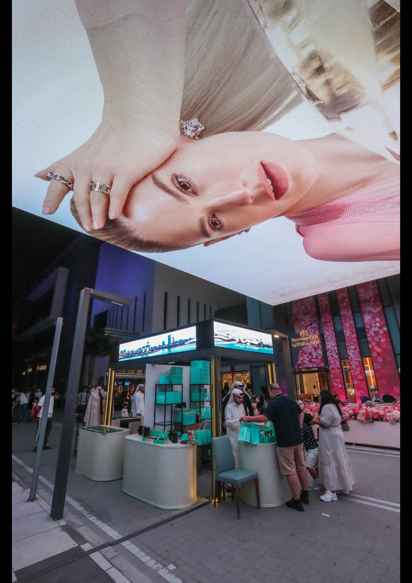Large-format screen retail activation at night
